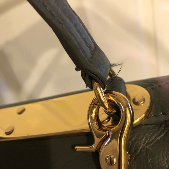 Badgley Mischka grey rectangular leather satchel with calfskin pocket - Picture 16 of 16